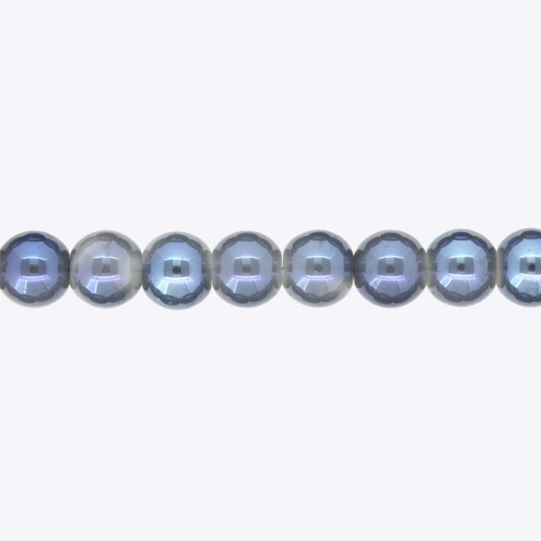 GLASS BEADS ON A STRING UV - BALL - SOLID - 10mm - GRAY AND BLUE (LIGHT) (GLOSS) - STRING (80 pcs.) Hole-1.3mm