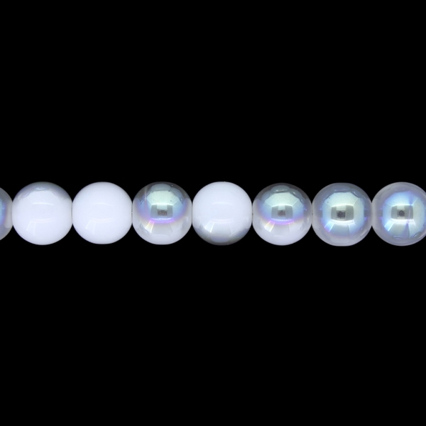 GLASS BEADS ON A STRING UV - BALL - SOLID - 10mm - GRAY (LIGHT) AND GRAY (RAINBOW) - STRING (80 pcs.) Hole-1.3mm