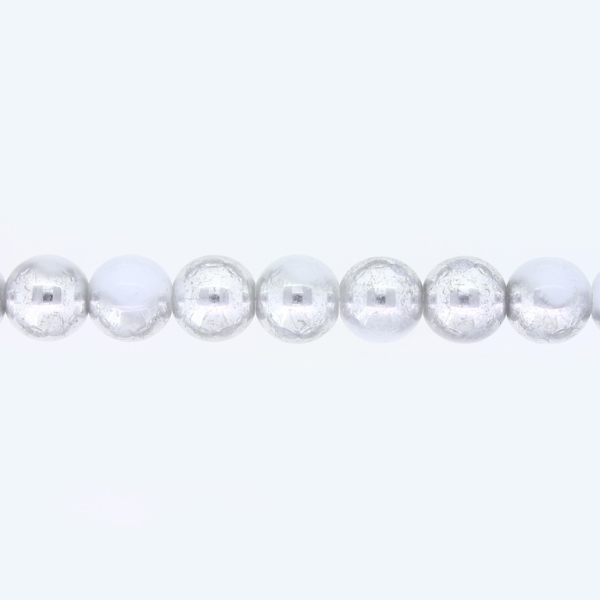 GLASS BEADS ON A STRING UV - BALL - SOLID - 10mm - GRAY (LIGHT) AND GRAY (DARK) (GLOSS) - STRING (80 pcs.) Hole-1.3mm