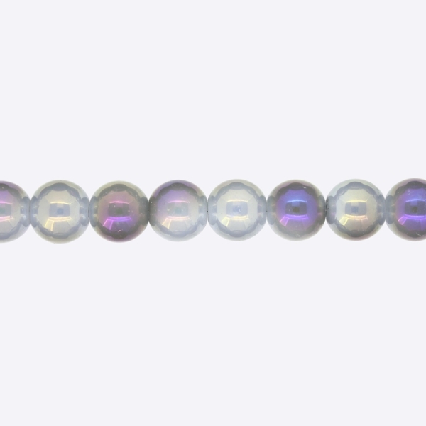 GLASS BEADS ON A STRING UV - BALL - SOLID - 10mm - GRAY (DARK) AND PURPLE (RAINBOW) - STRING (80 pcs.) Hole-1.3mm