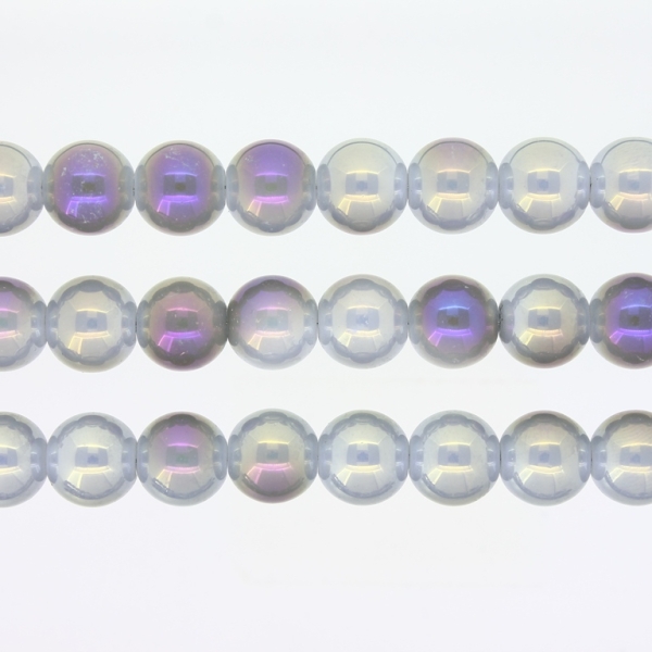 GLASS BEADS ON A STRING UV - BALL - SOLID - 10mm - GRAY (DARK) AND PURPLE (RAINBOW) - PACKAGE (3х80 pcs.) Hole-1.3mm