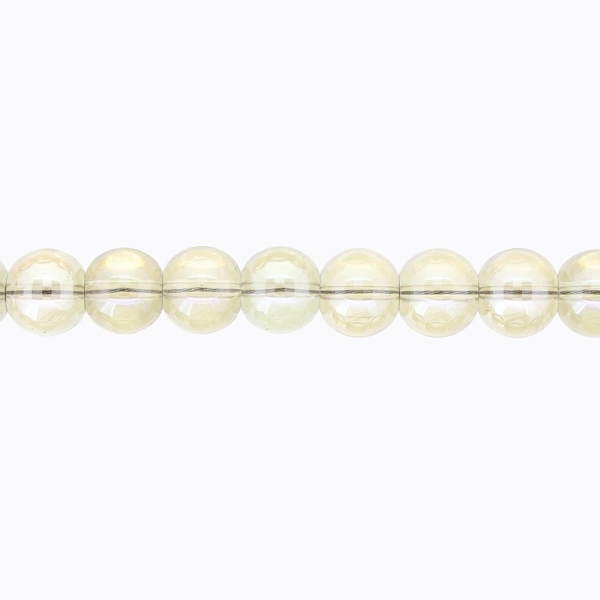 GLASS BEADS ON A STRING UV - BALL - TRANSPARENT - 10mm - BEIGE (GLOSS) - STRING (80 pcs.) Hole-1.3mm