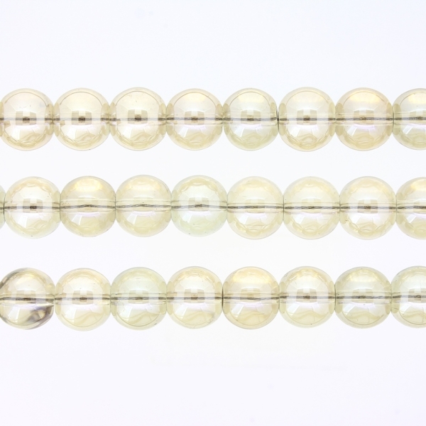 GLASS BEADS ON A STRING UV - BALL - TRANSPARENT - 10mm - BEIGE (GLOSS) - PACKAGE (3х80 pcs.) Hole-1.3mm