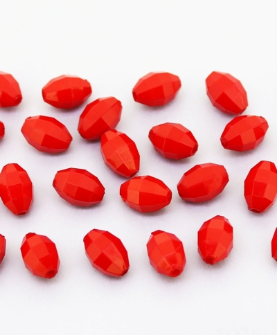 OPAQUE PLASTIC BEADS - ELLIPTICAL FACETED 02 - 10.5x7mm RED С07 - PACKAGE 500g Hole-1.5mm (1700pcs.)