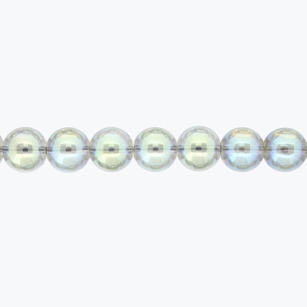 GLASS BEADS ON A STRING UV - BALL - TRANSPARENT - 10mm - BEIGE AND BLUE (RAINBOW) - STRING (80 pcs.) Hole-1.3mm