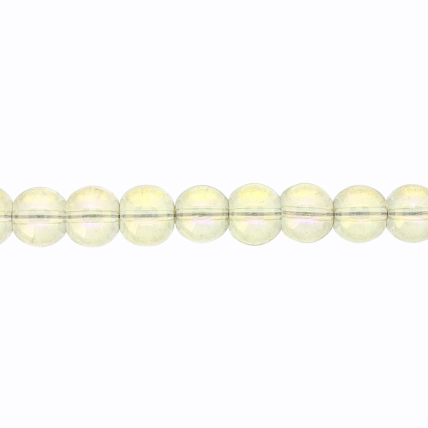 GLASS BEADS ON A STRING UV - BALL - TRANSPARENT - 10mm - ECRU (DARK) (АВ) - STRING (80 pcs.) Hole-1.3mm