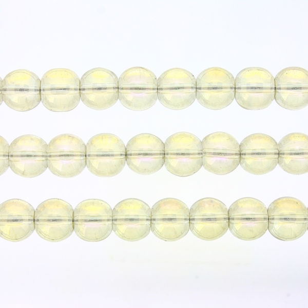 GLASS BEADS ON A STRING UV - BALL - TRANSPARENT - 10mm - ECRU (DARK) (АВ) - PACKAGE (3х80 pcs.) Hole-1.3mm