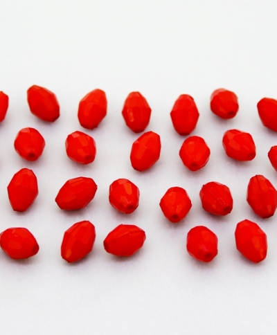 OPAQUE PLASTIC BEADS - ELLIPTICAL FACETED 02 - 8.5x6mm RED С07 - PACKAGE 500g Hole-1.5mm (2950pcs.)