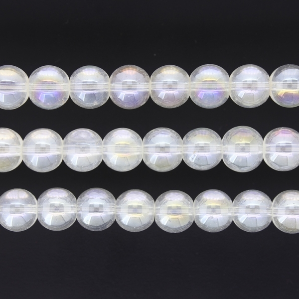 GLASS BEADS ON A STRING UV - BALL - TRANSPARENT - 10mm - TRANSPARENT (АВ02) - PACKAGE (3х80 pcs.) Hole-1.3mm