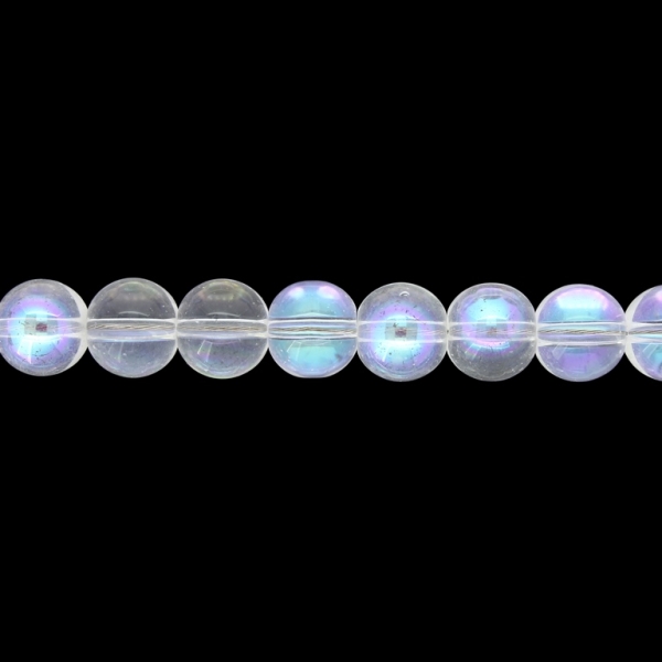 GLASS BEADS ON A STRING UV - BALL - TRANSPARENT - 10mm - TRANSPARENT (АВ03) - STRING (80 pcs.) Hole-1.3mm