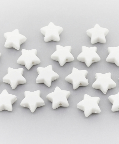 OPAQUE PLASTIC BEADS - STAR 01 - 11x6mm WHITE С01 - PACKAGE 500g Hole-2.0mm (1370pcs.)