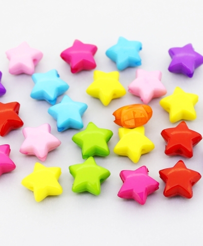 OPAQUE PLASTIC BEADS - STAR 01 - 11x6mm MIX - PACKAGE 500g Hole-2.0mm (1370pcs.)