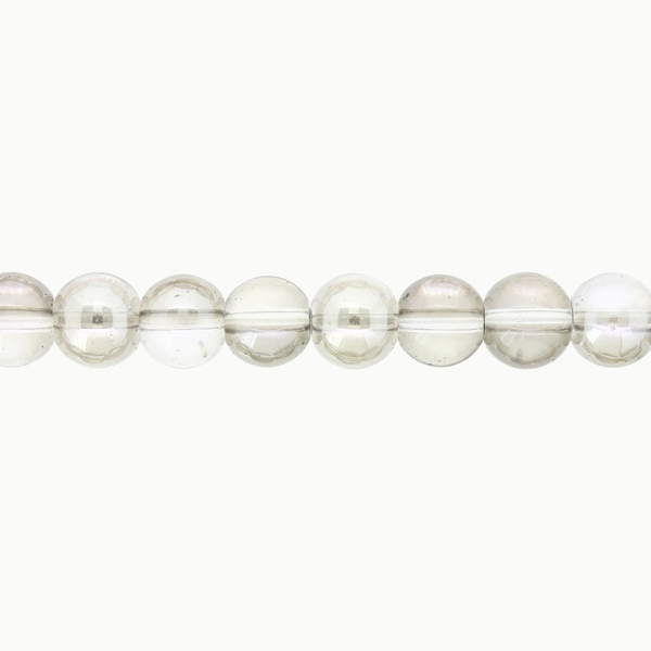 GLASS BEADS ON A STRING UV - BALL - TRANSPARENT - 10mm - GRAY (LIGHT) (GLOSS) - STRING (80 pcs.) Hole-1.3mm