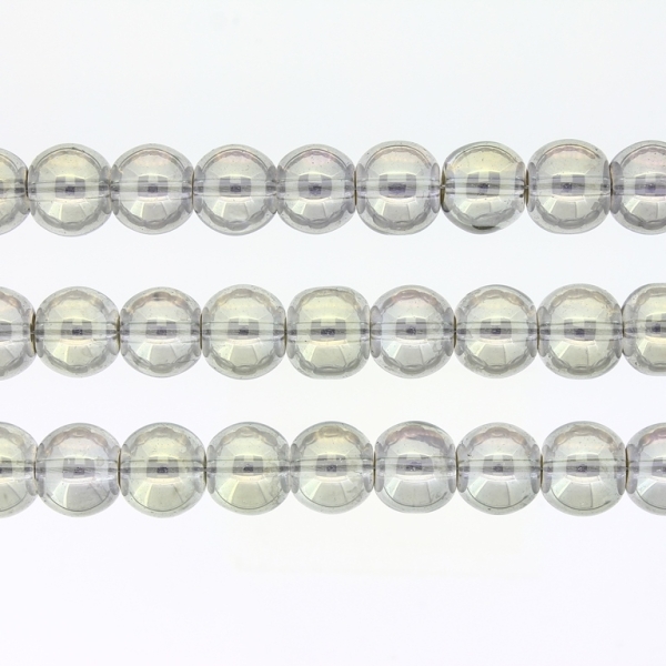 GLASS BEADS ON A STRING UV - BALL - TRANSPARENT - 10mm - GRAY (LIGHT) AND YELLOW (GLOSS) - PACKAGE (3х80 pcs.) Hole-1.3mm