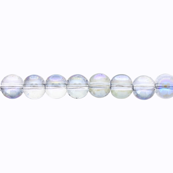 GLASS BEADS ON A STRING UV - BALL - TRANSPARENT - 10mm - GRAY (LIGHT) AND BLUE (RAINBOW) - STRING (80 pcs.) Hole-1.3mm