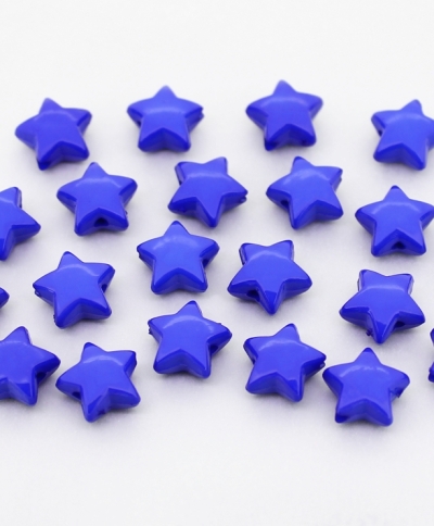 OPAQUE PLASTIC BEADS - STAR 01 - 11x6mm BLUE С33 - 50g Hole-2.0mm (137pcs.)