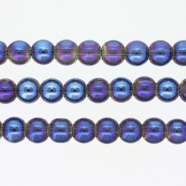 GLASS BEADS ON A STRING UV - BALL - TRANSPARENT - 10mm - BLUE (DARK) (RAINBOW) - PACKAGE (3х80 pcs.) Hole-1.3mm