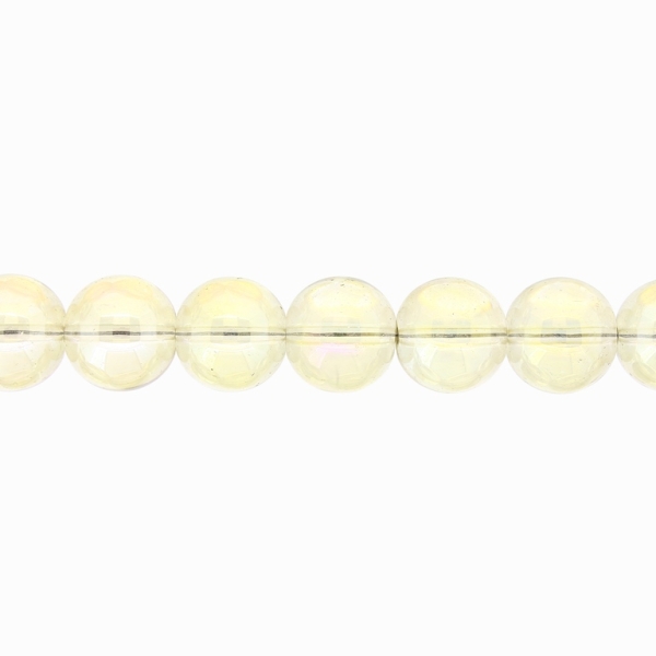 GLASS BEADS ON A STRING UV - BALL - TRANSPARENT - 12mm - ECRU (АВ) - STRING (65 pcs.) Hole-1.3mm