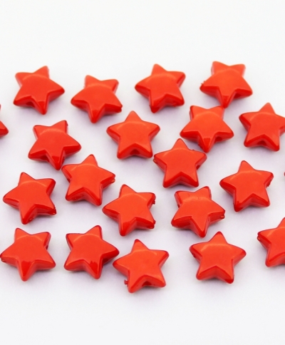 OPAQUE PLASTIC BEADS - STAR 01 - 11x6mm RED С07 - PACKAGE 500g Hole-2.0mm (1370pcs.)