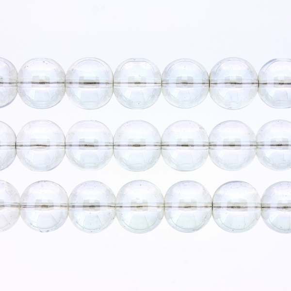 GLASS BEADS ON A STRING UV - BALL - TRANSPARENT - 12mm - TRANSPARENT (GLOSS) - PACKAGE (3х65 pcs.) Hole-1.3mm