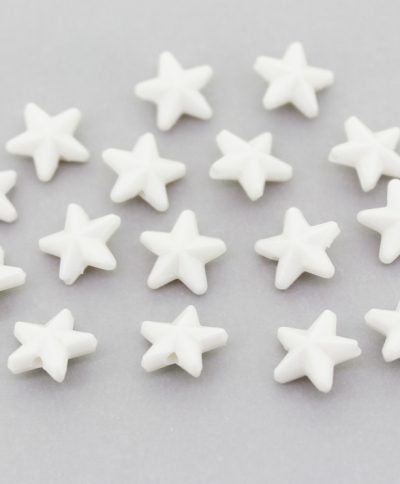 OPAQUE PLASTIC BEADS - STAR 02 - RELIEF 10x5mm WHITE С01 - PACKAGE 500g Hole-1.5mm (2900pcs.)