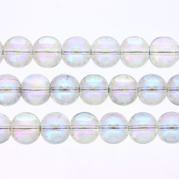 GLASS BEADS ON A STRING UV - BALL - TRANSPARENT - 12mm - GRAY (LIGHT) AND BLUE (RAINBOW) - PACKAGE (3х65 pcs.) Hole-1.3mm