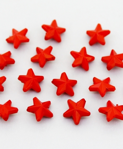 OPAQUE PLASTIC BEADS - STAR 02 - RELIEF 10x5mm RED С07 - PACKAGE 500g Hole-1.5mm (2900pcs.)