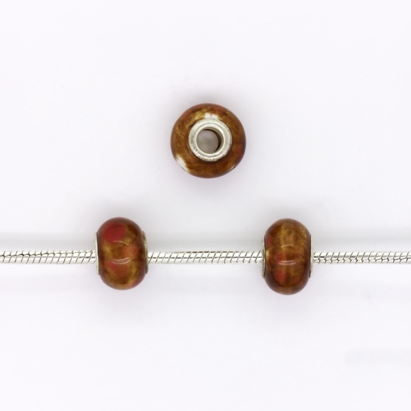 PANDORA TYPE BEADS - CERAMIC - CIRCLE - 15x11mm BROWN (LIGHT)-ORANGE (DARK)-BROWN (DARK)-RED (LIGHT) 01 - 5pcs. Hole-5.0mm