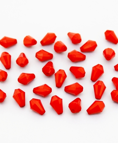 OPAQUE PLASTIC BEADS - DROP FACETED - 9x6mm RED С07 - PACKAGE 500g Hole-1.8mm (4050pcs.)