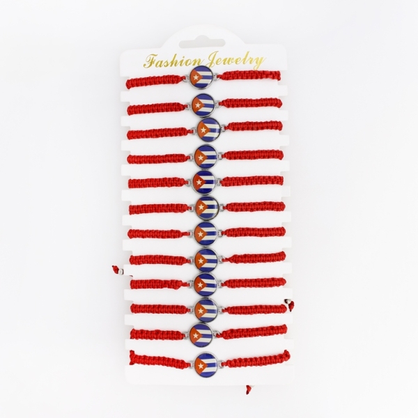 JEWELRY - MACRAME BRACELET - FLAG G110 - RED - PACKAGE 12pcs.