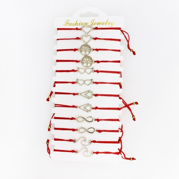 JEWELRY - MACRAME BRACELET - MIXED MODELS G117 - RED - PACKAGE 12pcs.