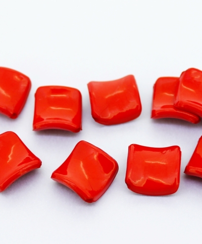 OPAQUE PLASTIC BEADS - SQUARE WAVE - 18.5x7mm RED С07 - PACKAGE 500g Hole-1.8mm (600pcs.)