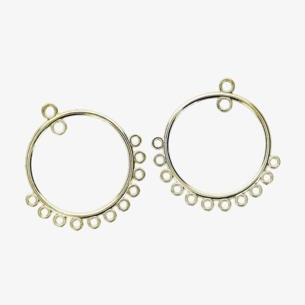 METAL ELEMENTS - CHANDELIER EARRINGS - CIRCLE 03 WITH MULTI CONNECTOR - 32mm GOLD COLOR - 4pcs. Hole-3.0mm