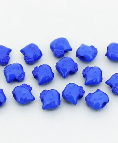 OPAQUE PLASTIC BEADS - KITTY - 8.5x9x6mm BLUE С33 - PACKAGE 500g Hole-3.0mm (1950pcs.)