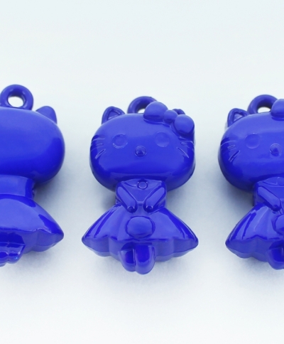 OPAQUE PLASTIC BEADS - KITTY 02 - 16x42x25mm BLUE С33 - PACKAGE 500g Hole-3.5mm (60pcs.)