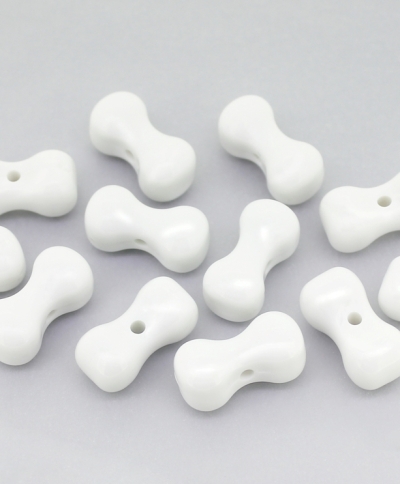 OPAQUE PLASTIC BEADS - BONE - 8.5x17mm WHITE С01 - PACKAGE 500g Hole-2.0mm (550pcs.)