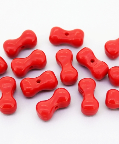 OPAQUE PLASTIC BEADS - BONE - 8.5x17mm RED С07 - PACKAGE 500g Hole-2.0mm (550pcs.)