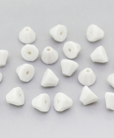 OPAQUE PLASTIC BEADS - CONE - 5.5x6.5mm WHITE С01 - PACKAGE 500g Hole-1.5mm (3750pcs.)