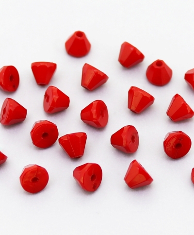 OPAQUE PLASTIC BEADS - CONE - 5.5x6.5mm RED С07 - PACKAGE 500g Hole-1.5mm (3750pcs.)