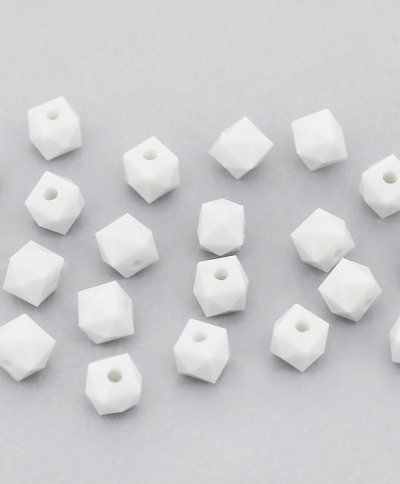 OPAQUE PLASTIC BEADS - CUBE FACETED - 5x6mm WHITE С01 - PACKAGE 500g Hole-1.5mm (5050pcs.)