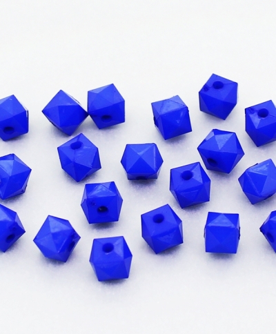 OPAQUE PLASTIC BEADS - CUBE FACETED - 5x6mm BLUE С33 - PACKAGE 500g Hole-1.5mm (5050pcs.)