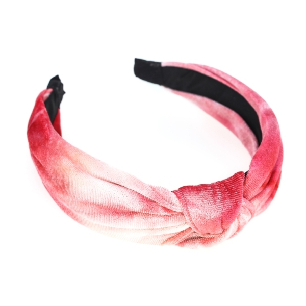 JEWELRY - ACCESSORY FOR HAIR - TIARA TEXTILE WITH KNOT D025 - GRADIENT 01 - PINK-RED (LIGHT) - PACKAGE 6pcs.