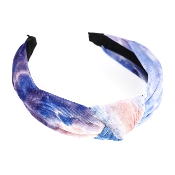 JEWELRY - ACCESSORY FOR HAIR - TIARA TEXTILE WITH KNOT D025 - GRADIENT 01 - BLUE-PINK - PACKAGE 6pcs.