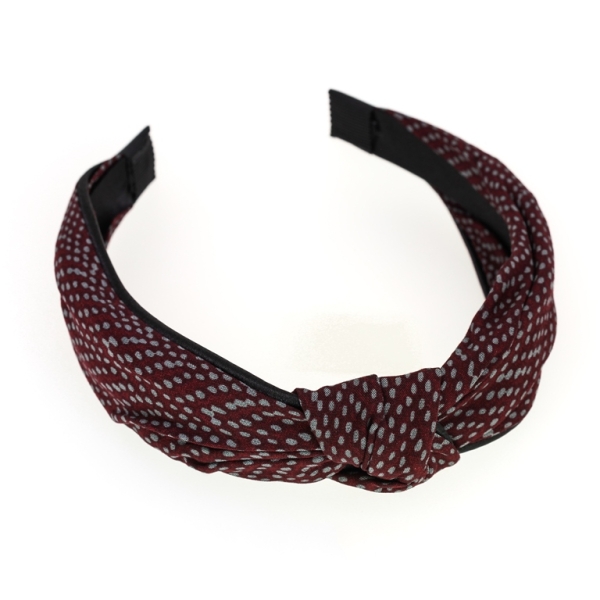 JEWELRY - ACCESSORY FOR HAIR - TIARA TEXTILE WITH KNOT D025 - DOTS 01 - BORDEAUX (DARK) AND GRAY (LIGHT) - PACKAGE 6pcs.