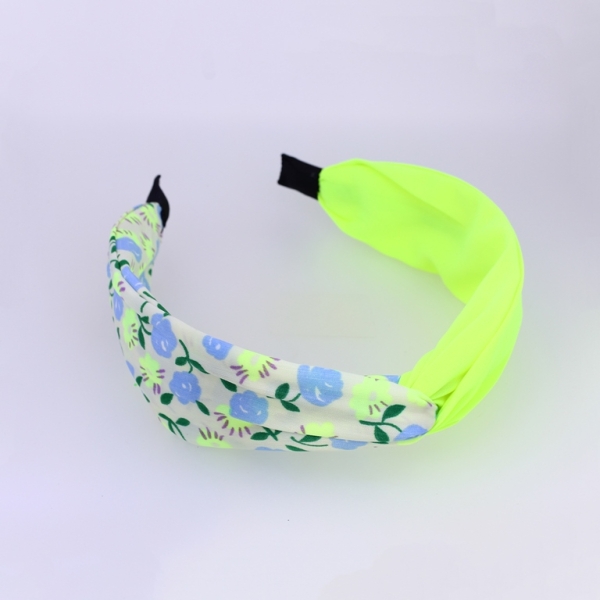 JEWELRY - ACCESSORY FOR HAIR - TIARA TEXTILE WITH KNOT D027 - FLOWERS 02 - YELLOW ELECTRICAL-BLUE-WHITE - 1pc.