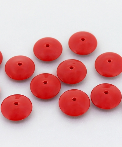 OPAQUE PLASTIC BEADS - FLYING SAUCER - 6.5x14.5mm RED С07 - PACKAGE 500g Hole-2.0mm (820pcs.)