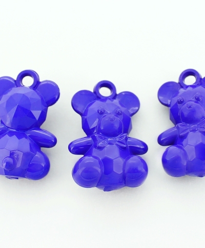 OPAQUE PLASTIC BEADS - BEAR 01 FACETED - 15x35x24mm BLUE С33 - PACKAGE 500g Hole-3.5mm (98pcs.)