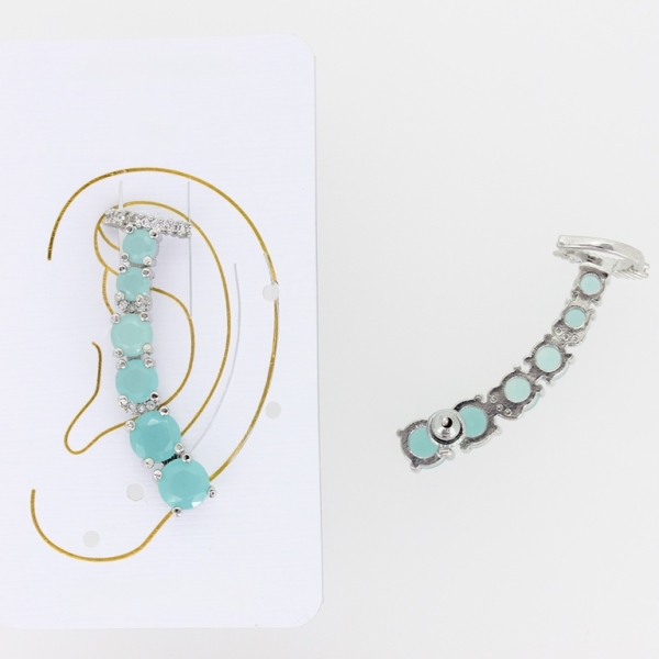 JEWELRY - EAR CUFF - RIGHT - ZIRCON Е321 - NICKEL AND TURQUOISE (LIGHT) - 1pc.