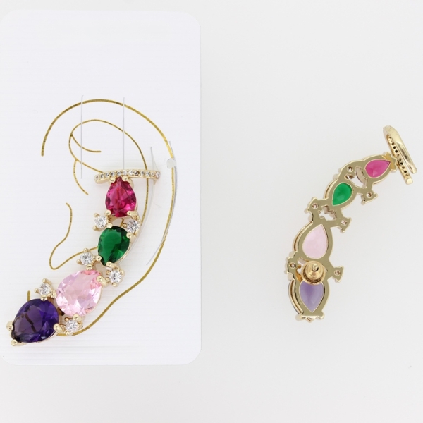 JEWELRY - EAR CUFF - LEFT - ZIRCON Е323 - GOLD AND MIX (PURPLE (DARK)) - 1pc.