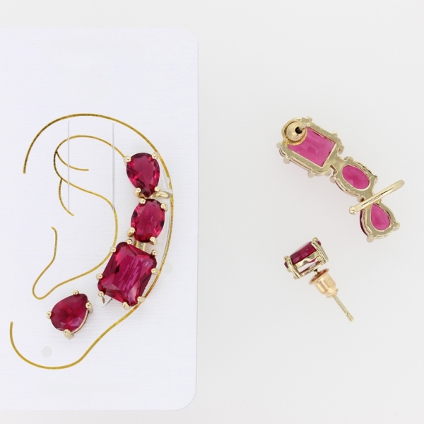 JEWELRY - EAR CUFF - LEFT - ZIRCON Е326 - GOLD AND CYCLAMEN (DARK) - 1 pair